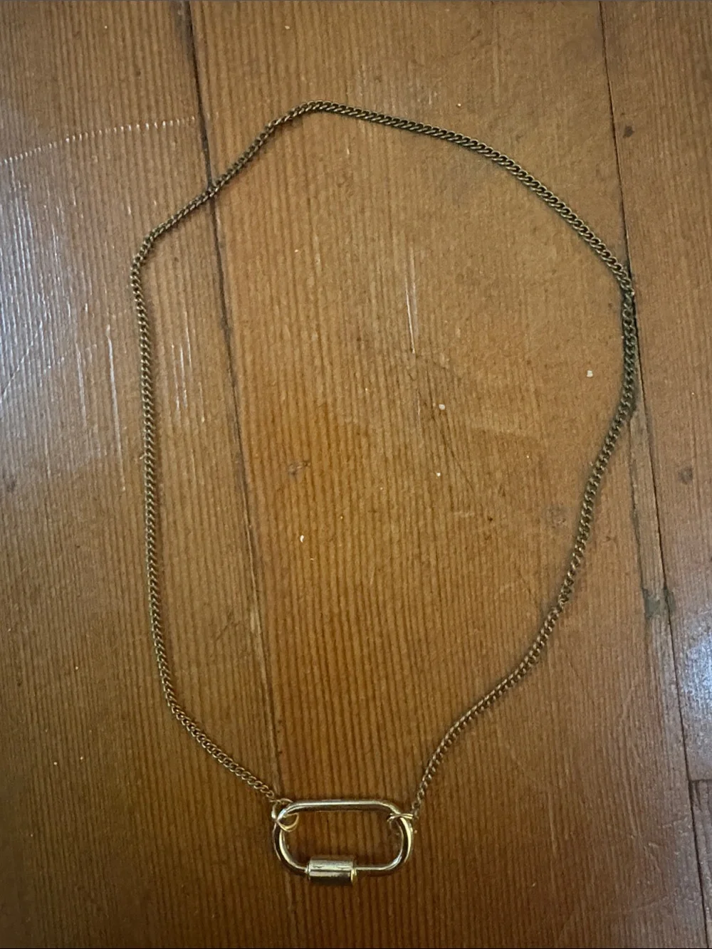 Hand-Crafted Gold Carabiner Pendant Necklace - Unbranded